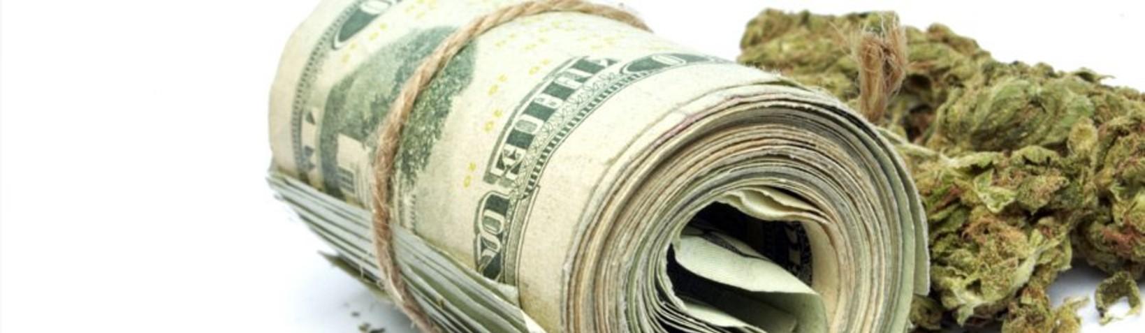 dollar bills in a package